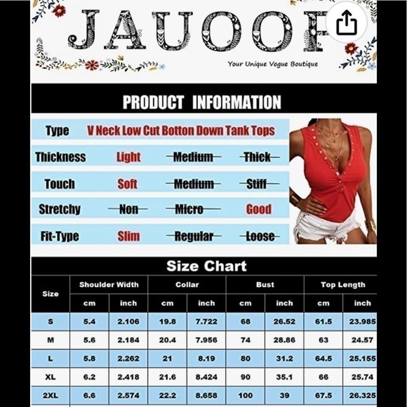 Jauoop Womens V Neck Tank Top - Picture 11 of 12